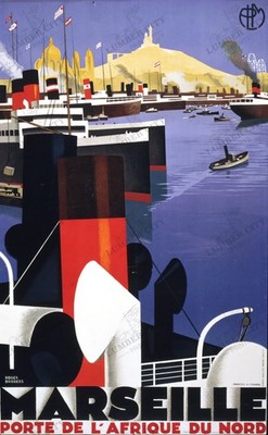 Marseille North Africa 1930 Roger Broders PLM Travel Poster Art Deco Print