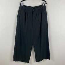 Madewell Harlow Wide Leg Pants Pleated Black Size 12P NH266 High Rise