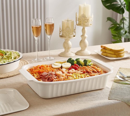 Large Baking Dish with Lid,5.4 Quart Lasagna Pan with Lid, 9x13.5 inch Cerami... - Picture 3 of 7