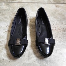 NWT Anne Klein iFlex Gianna Black Quilted Leather Ballet Flats Shoes Women 6.5M