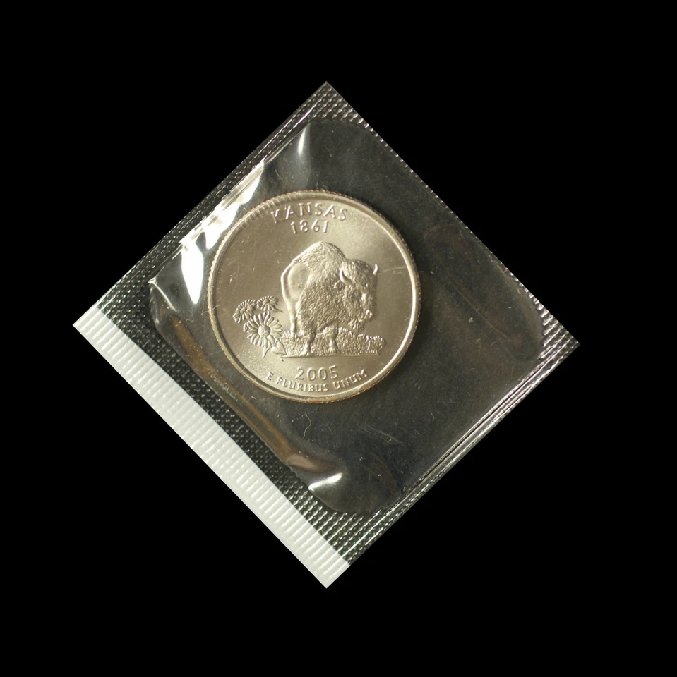 2005 P+D  Kansas State "Satin" ~ Statehood Washington Quarters ~ In Mint Cello - Image 3 of 4
