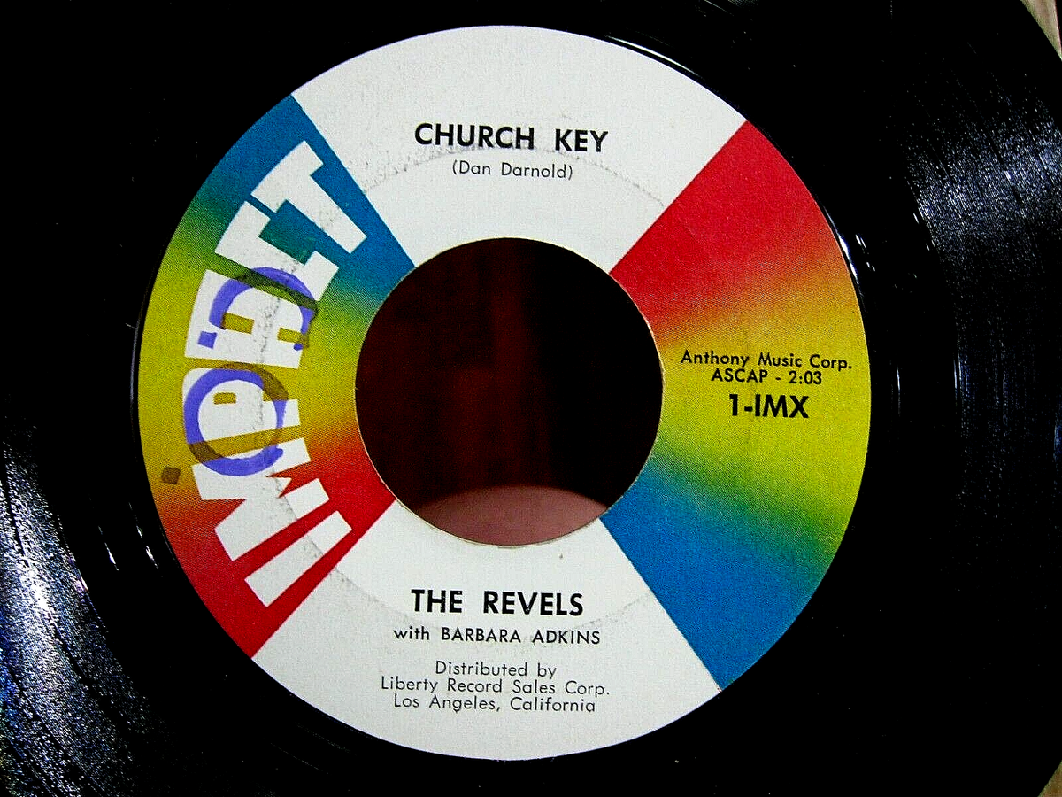 The REVELS 45 1960 Surf Rock VG+ Vinyl CHURCH KEY / VESUVIUS