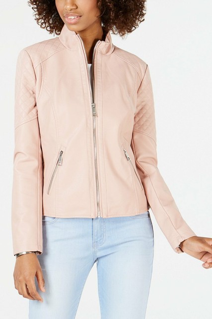 pink guess leather jacket