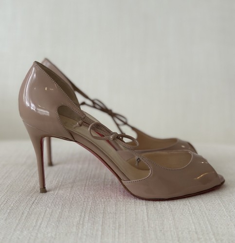 Christian Louboutin Delico 85 Nude Patent Leather Pumps Side Bow Size 36 USED - Picture 4 of 15