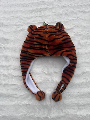Tiger Plush Winter Hat - Aviator Style Beanie With Ear Flaps For Kids & Adults