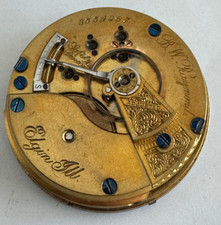 VINTAGE 18 SIZE ELGIN POCKET WATCH MOVEMENT GR. 77 B.W. RAYMOND KEEPING TIME