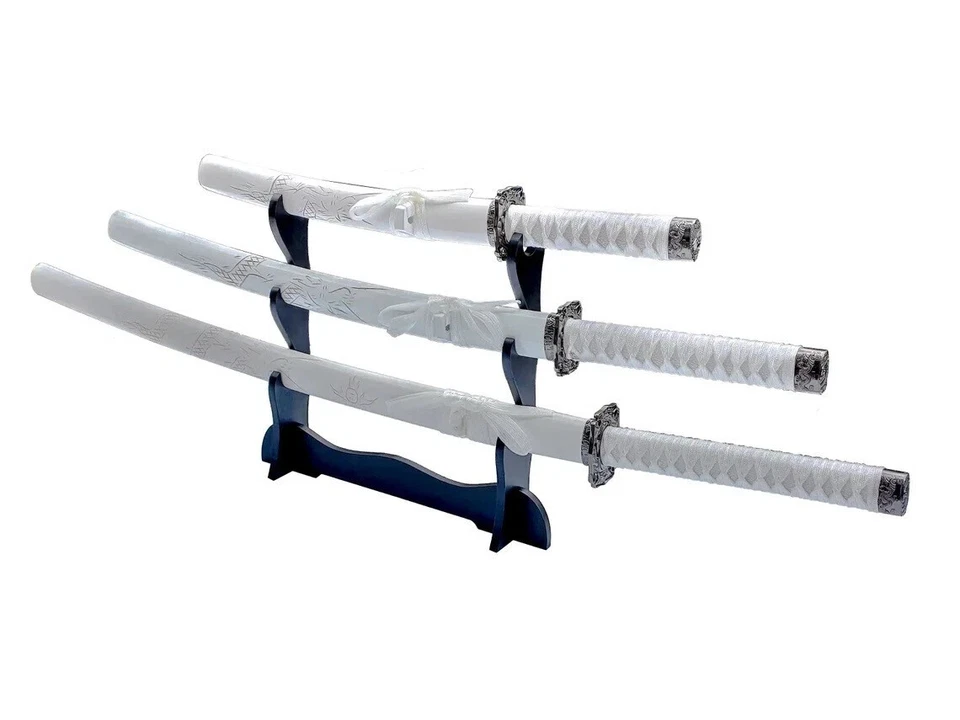 【FLAW】Japanese Samurai Sword 3PC, 1060 Carbon Steel Katana sharpen!Varia styles - Image 4 of 4