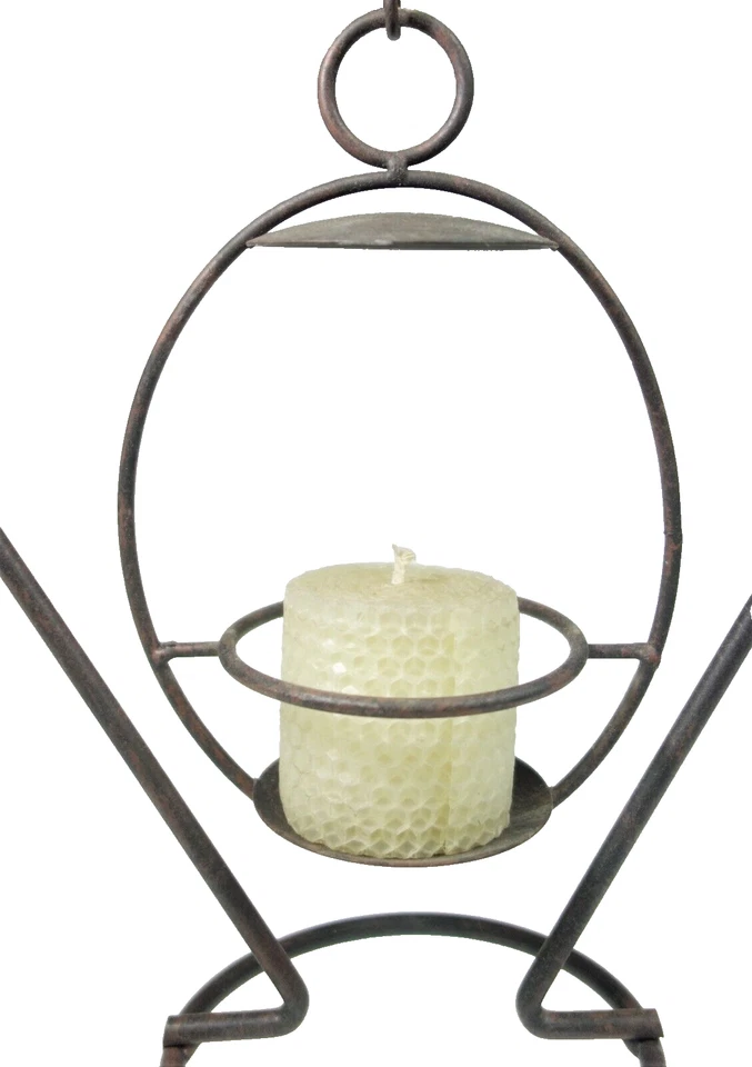 Castiçal de metal votivo Coração primitivo pendurado country rústico faroeste - Imagem 3 de 4