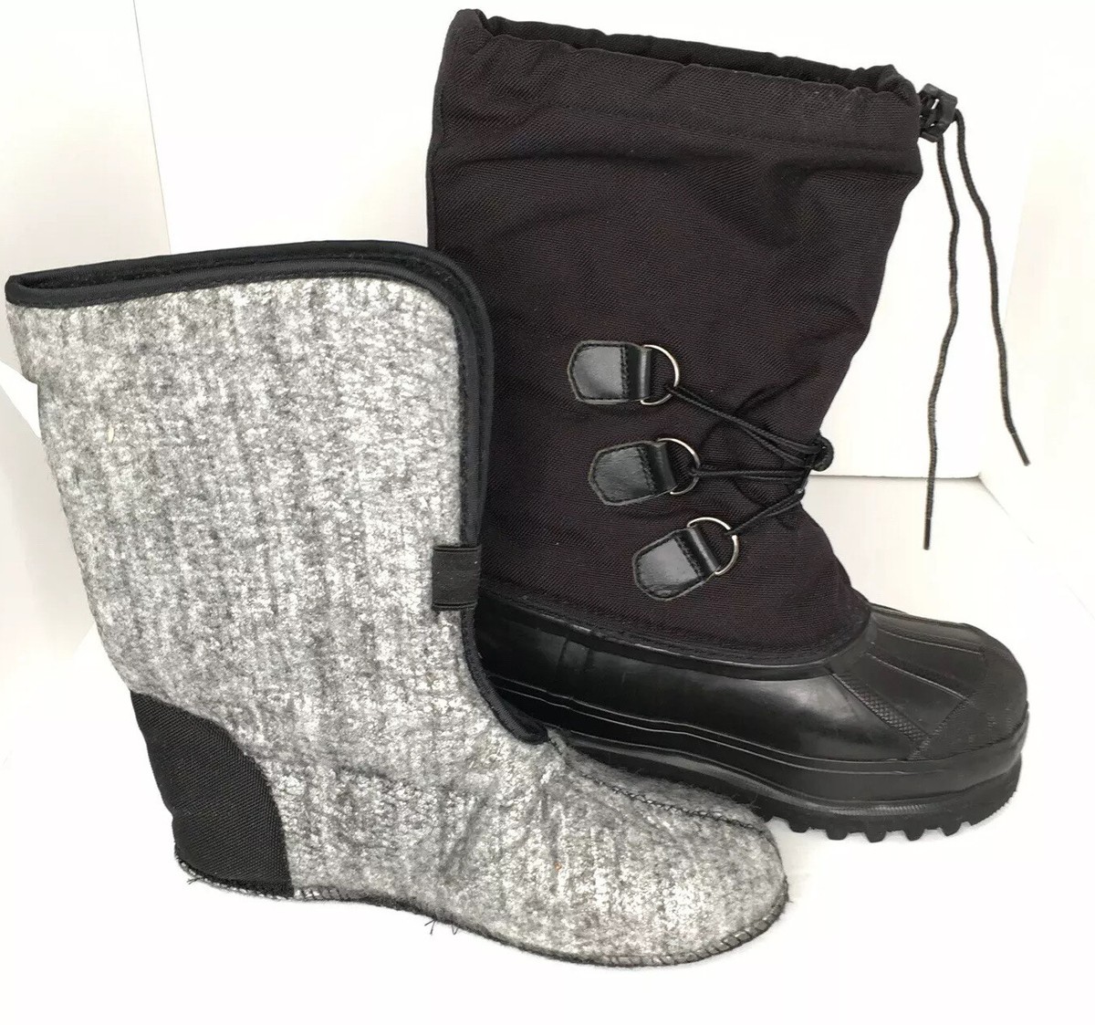 Cabelas Winter Snow Boots Women's Black With Pull Out Inner