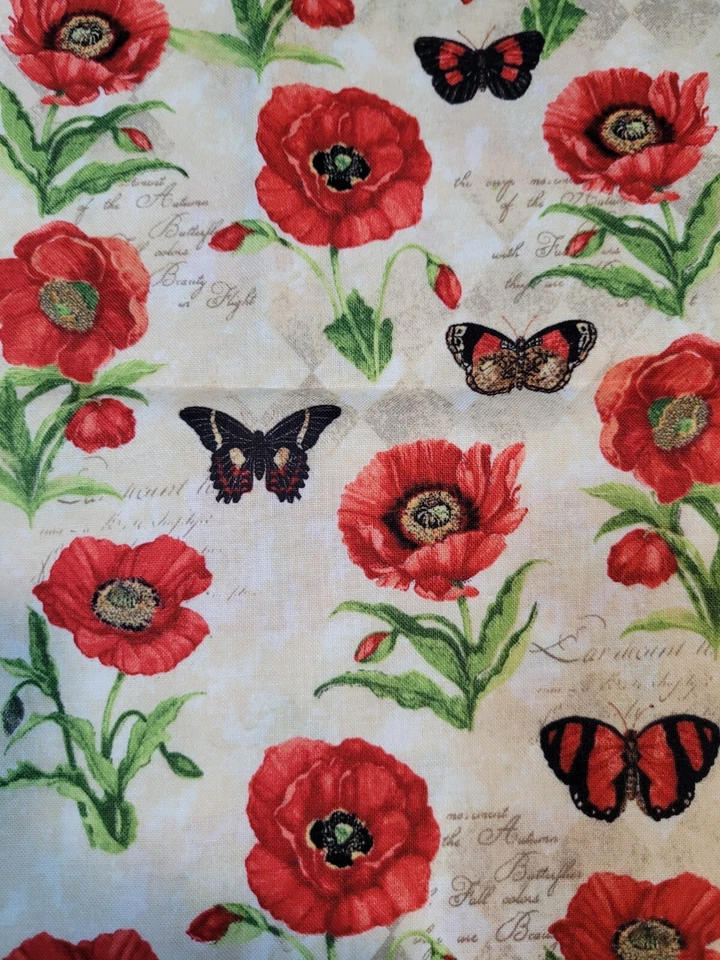 Harlequin Poppies Susan Winget Wilmington Cotton Quilt Craft Fabric 1 Yard - Image 2 of 2
