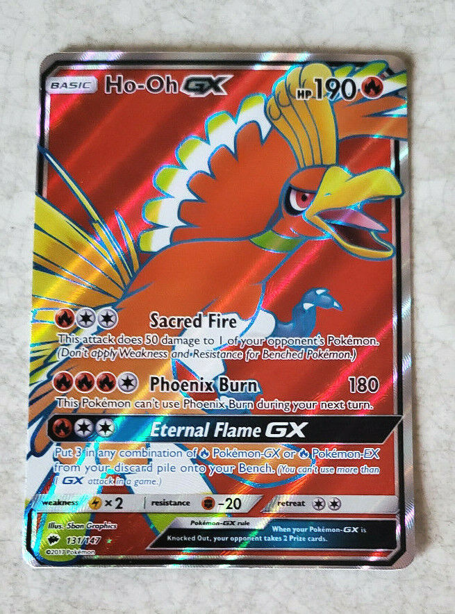 Ho-Oh GX FULL ART ULTRA RARE 131/147 Burning Shadows pokemon TCG NM Holo  2017