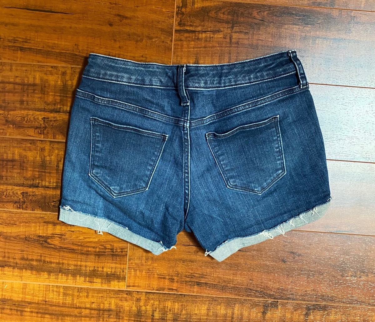 Women's Dark Wash Factory Destroyed Cut Off Denim Jean