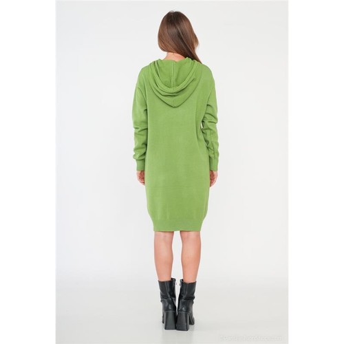 Damen Hoodie-Kleid Feinstrick mit Kapuze Lindgrün 36/38/40 #LK164 - Picture 2 of 5