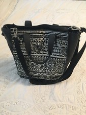 Sak Roots Black/white Leather Convertible Tote Bag Purse-nice