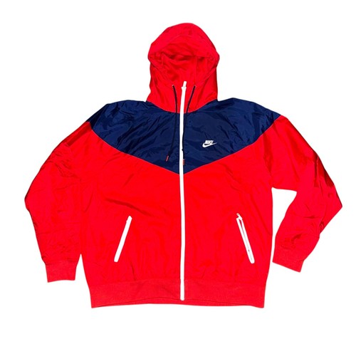 Nike Vintage Rare Windrunner Jacket Windbreaker Nylon Glanz Red Blue Large - Picture 3 of 8