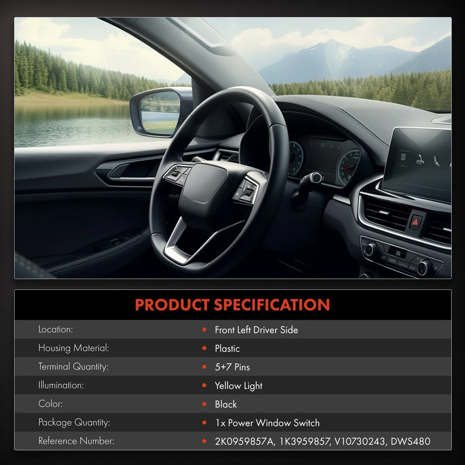 Power Window Switch for Pontiac Grand Am 1996 1997-2005 4-Door Sedan Front Left - Image 2 of 4