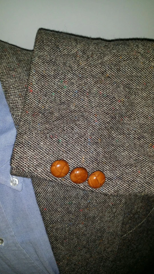 Blazer Abrigo Deportivo Vintage 40R Colorido Marrón Tweed Caza Codo Parche Chaqueta Foto 4 de 4