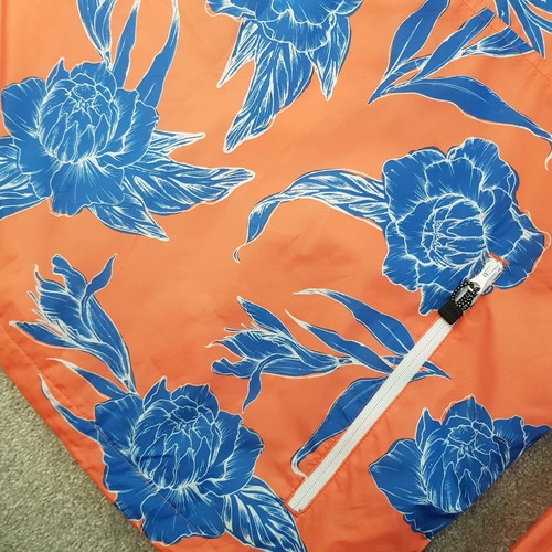 Levis Mens Jacket Medium Orange Blue Floral Flower Print Festival Anorak Rain - Picture 3 of 10