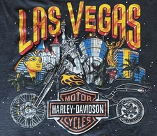 Vintage Harley Davidson Worldwide Tradition Las Vegas T-Shirt 2XL 1996 2 sided