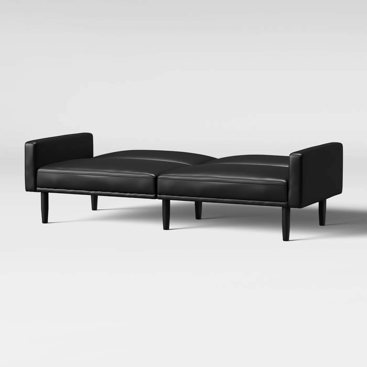 Faux Leather Futon Sofa with Arms Black Room Essentials™ Couches