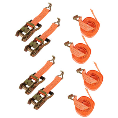 (4Pcs) 1.5'' x 15' (38mm*4.5m) 4000 lbs Ratchet Strap J Hook Tie Downs Heavy Duty