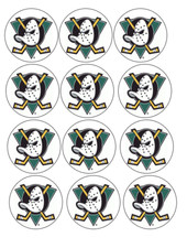 set of 12 mighty ducks hockey, edible paper, cupcake cookie toppers CHOOSE SIZE
