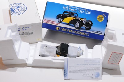 FRANKLIN MINT 1936 BUGATTI TYPE 57SC SCALE 1:24 BLACK/YELLOW