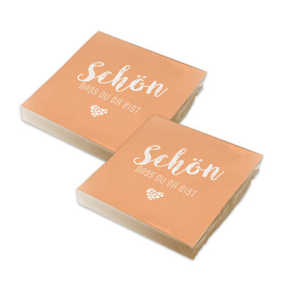 itenga 40x Servietten Schön dass du da bist Aprikose orange Hochzeit Geburtstag