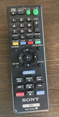 GENUINE SONY RMT-B115A BLU-RAY DVD PLAYER REMOTE - BDP. BB4