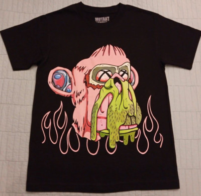 Unisex Small Mutant Studios Black Flame Ape Graphic T Shirt | eBay