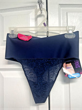 Maidenform Women's Tame Your Tummy Lace Thong Panties L NEW Navy Lace