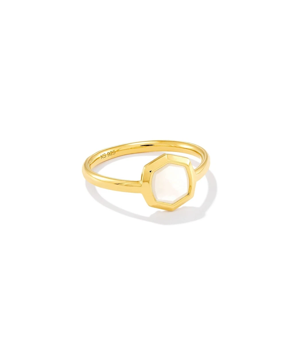 Kendra Scott Davis Small Stone Band Ring Sterling Silver Ivory