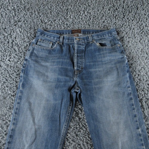 Banana Republic Jeans Mens 36x32 Blue Denim Button Fly Straight Altered 35x26* - Afbeelding 3 van 18