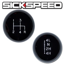 BLACK SHIFT KNOB/TRANSFER CASE SET FOR 4 SPEED DANA 300 GEAR SHIFTER 3/8x16 