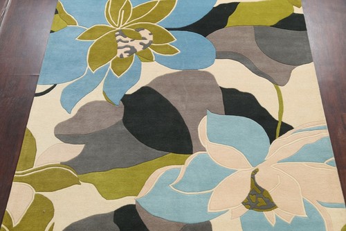 New Floral Contemporary Oriental Area Rug Hand-Tufted Wool Modern Carpet - Picture 3 of 13