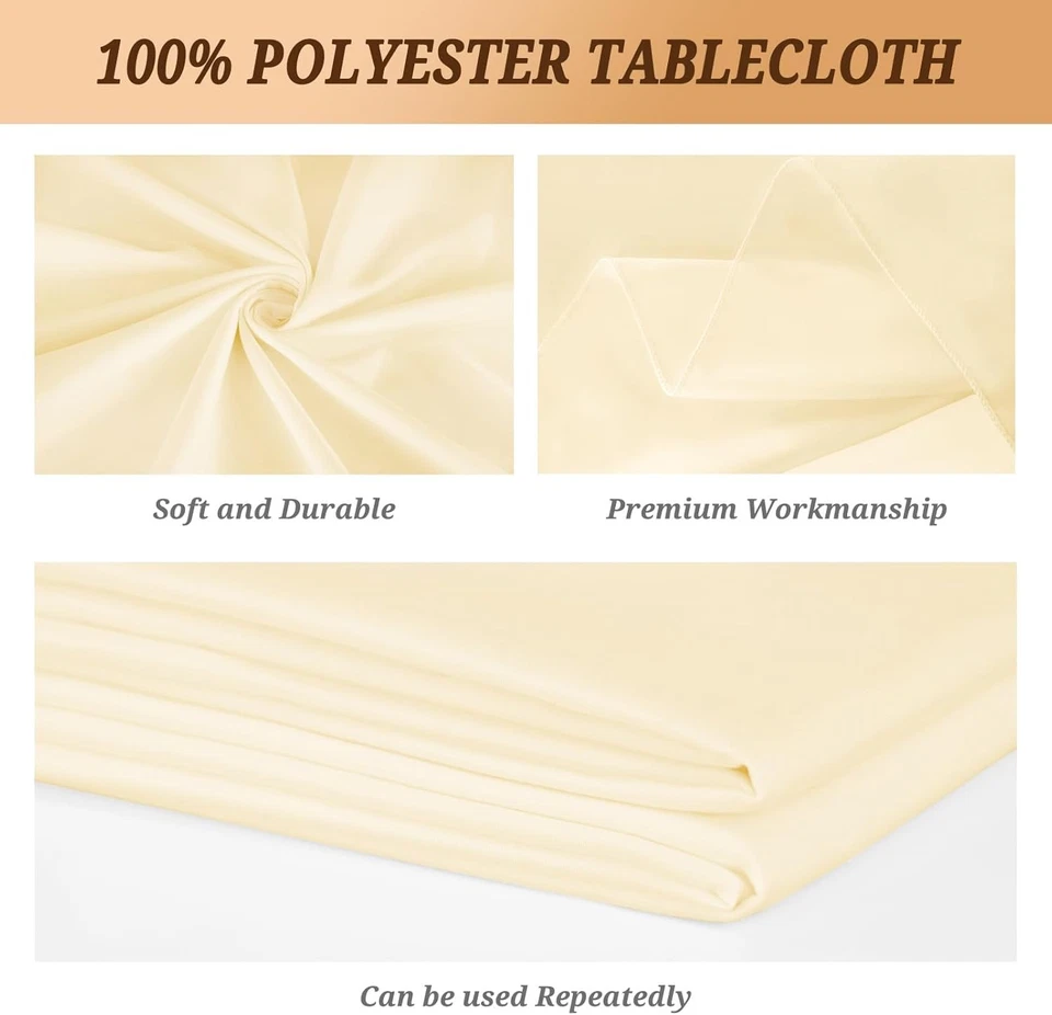 Satin Party Tischdecke 145x260cm Rechteckig Tischdekoration für Hochzeitsbankett - Bild 3 von 4