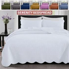 3 Piece Embossed Quilted Bedspread Set Twin Queen King Size Coverlet Bed Throws