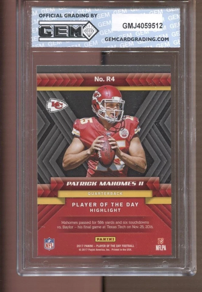 2017 Patrick Mahomes Panini Player of the Day #R4 Gem Mint 10 RC Rookie Chiefs - Image 2 of 2