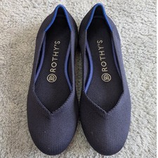 Rothys The Flat Navy Blue Round Toe Knit Flats Womens Size 7 Casual Comfort