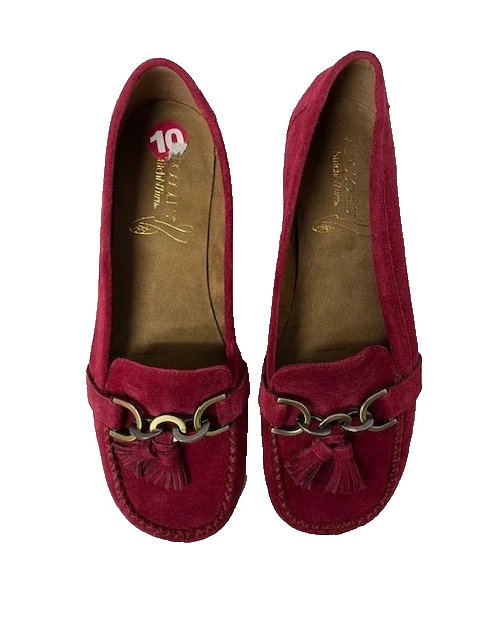 Аэрозоли женщин супер мягкий красный замши без шнуровки лоферы туфли мокасины размер 10 М - Изображение 3 из 4