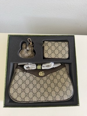 Gucci GG Monogram Shoulder Bag Set with Zip Wallet & Shoulder Strap