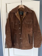 Vintage 70s Schott Rancher Jacket Men s 36 Brown Suede Leather Fleece Lined