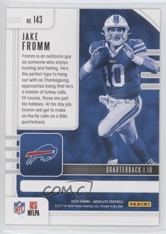 2020 Panini Absolute Rookie Gold Stars /10 Jake Fromm #143 Rookie RC - Image 2 of 2