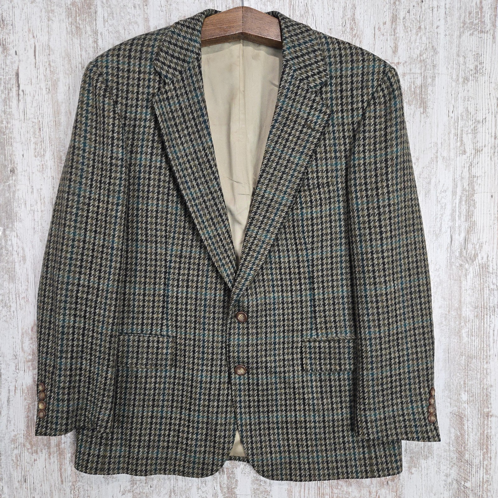 Vtg Polo University Club Ralph Lauren Wool Blazer 44R Green Glen Plaid Made USA 