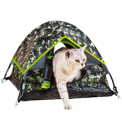 Camouflage Cat Tent, Portable Pet Cat House with Soft Pad, Cat Cave, Dog Hous...