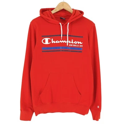 Champion Sweat à Capuche Vintage Homme Rouge Coton Taille S - Photo 1/4