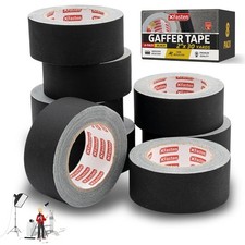 XFasten Black Gaffers Tape 2 Inch x 30 Yards Bulk - 8-Pack 720ft , Residue-Free