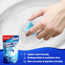 Septic Tank Treatment 12 Pcs for 1-Year Supply, Dissolvable Packs with Easy O...
