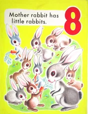 1950 RABBITS CHILDREN'S BOOK PAINTING COUNT THE ANIMALS ORIGINAL drawing art cel
