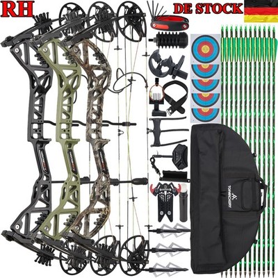Compoundbogen Set RH 30-70lbs IBO 310fps mit Carbonpfeile für Jagd&Bogenschießen